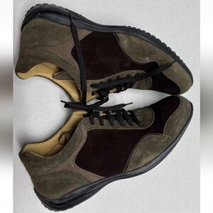 Paul Fredrick Suede Sneakers Shoes Green Brown Sage EU 10.5/US 9.5 MADE IN ITALY